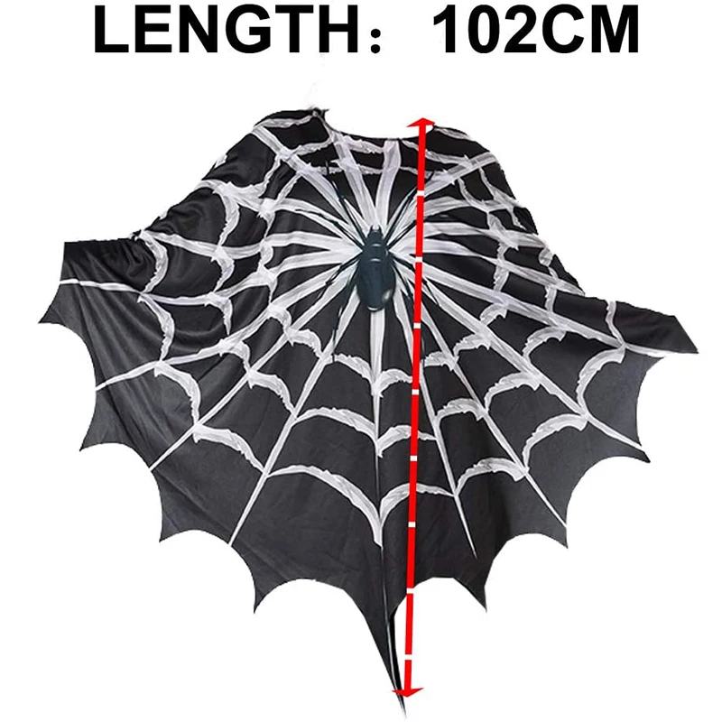 Eraspooky-Poncho de Cosplay de telaraña negra para mujer, disfraz de Halloween para adultos, capa de araña estampada de miedo, vestido de lujo