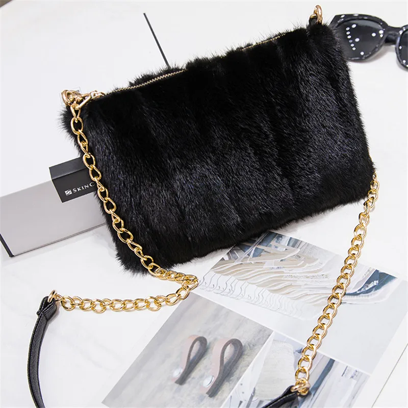 Real Mink Leather Bag Tote Bag Handbag Brand Party Bag Ladies Handbag Luxury Designer Evening Bag Mink Leather Bag