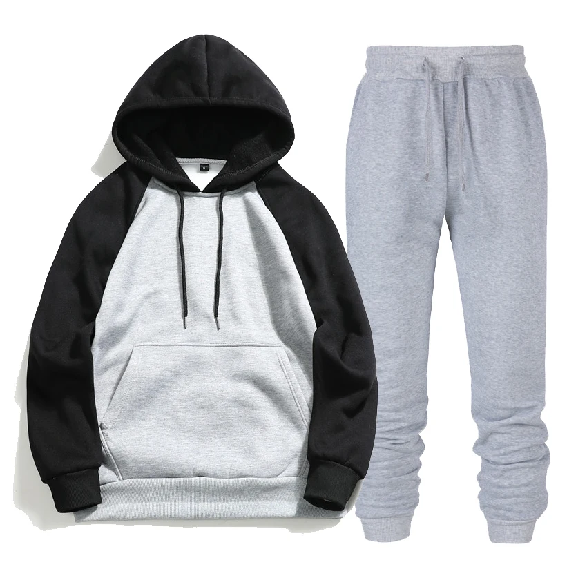 ผู้ชาย Splice ชุด Pullover ชุด Hoodies Outwear Sweatshirt กีฬาฟิตเนส Joggers 2019ฤดูใบไม้ร่วงใหม่ Hooded