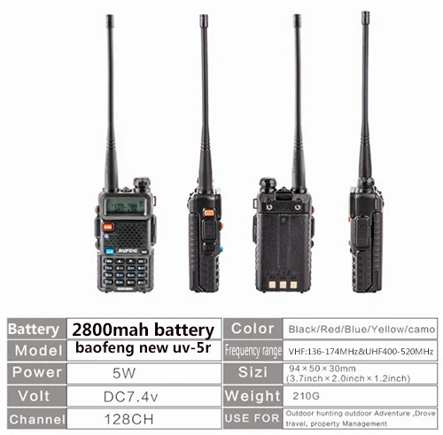 2023 Baofeng UV-5r walk talk 2800MAH baufeng 5w walkie talkie 10 km vhf uhf radio station mobile dual band ham radios woki toki