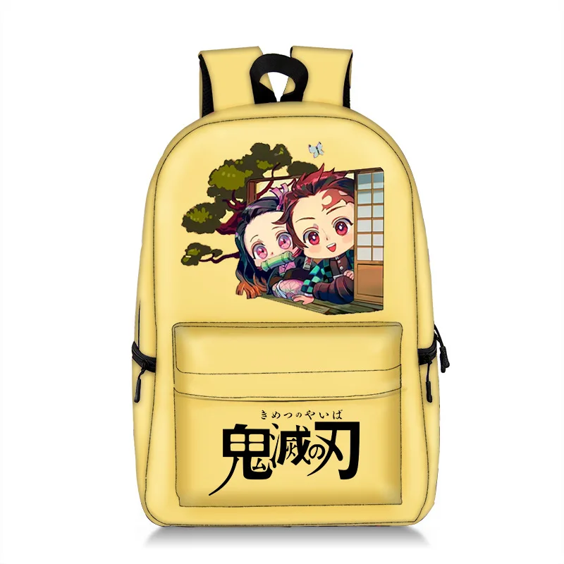 Mochila con estampado de Demon Slayer para hombre y mujer, morral escolar de estilo Anime, bolsa de viaje para estudiantes, Adolescentes