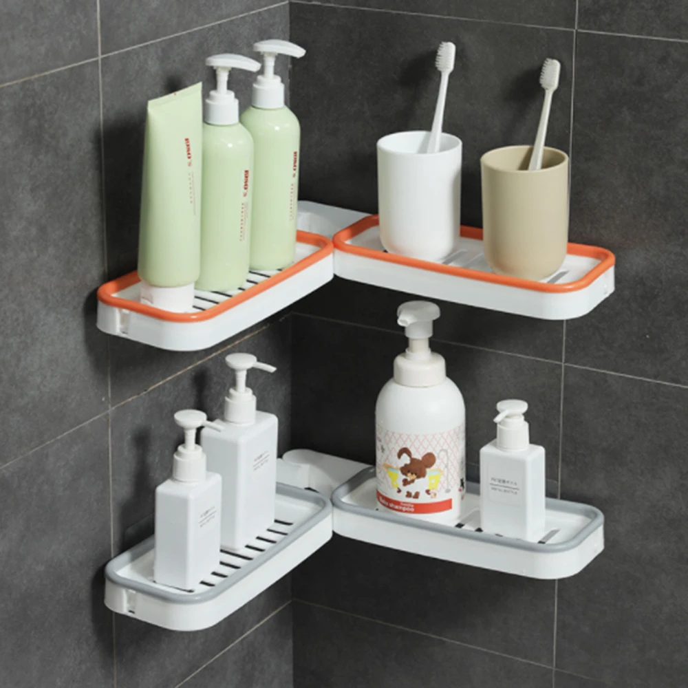 

180 Degree Rotating Storage Rack Multifunctional Wall Corner Organizer Household Storage Rack without Perforation and Draining