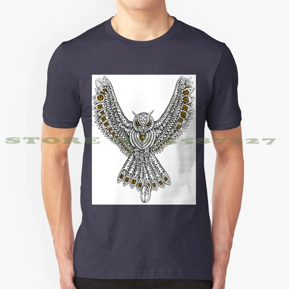 Phinéas 100% Cotton T-Shirt Owl Animal Medicine Sacred Animal Totem Dream Shadow Work Stippling Dot Work Creative Spirit Animal