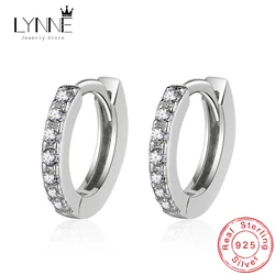 New Punk Rock Jewelry Girl&Men 925 Sterling Silver Simple Exquisite Hoop Earrings Unisexual Shine Rhinestone Hook Ear Circle