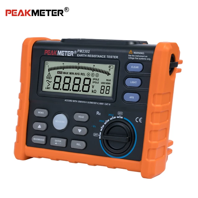 MS2302 Peakmeter High Performance earth ground resistance tester manual 0 Ohm - 4000 Ohm Measurement surface resistance tester