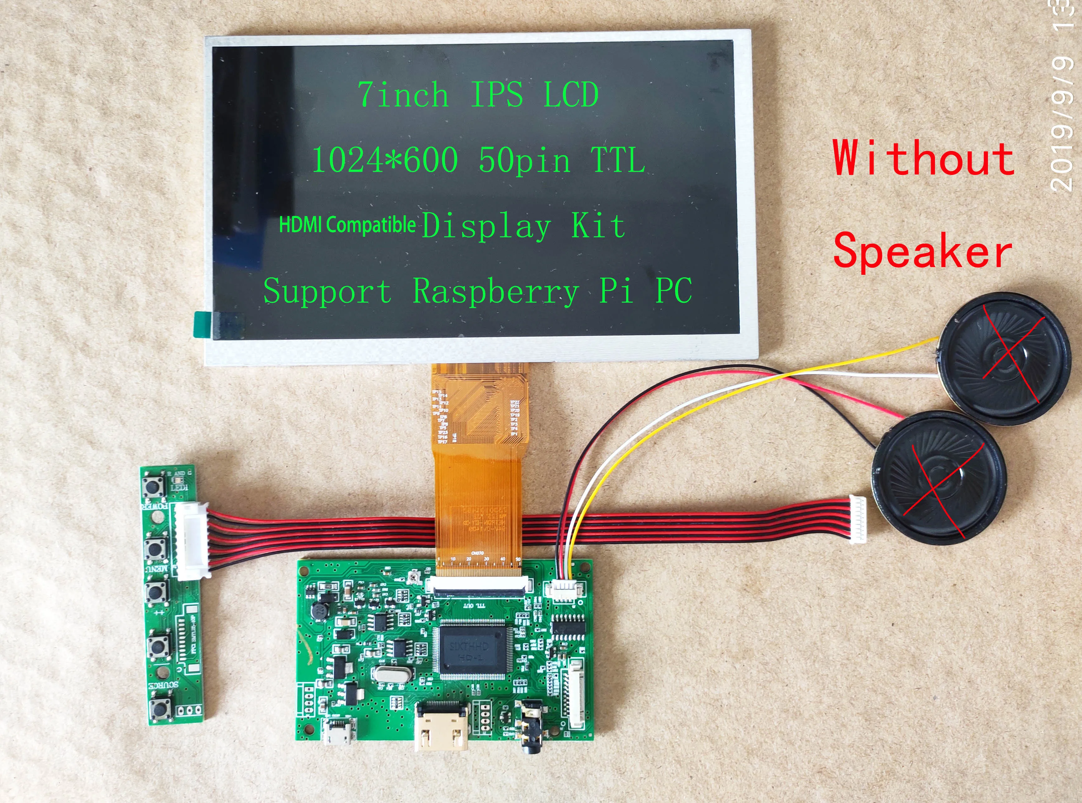 

7inch IPS LCD HDMI Compatible 1024*600 Screen Display Kit 165mm*100mm For Raspberry Pi PS3 PS4 TVBOX