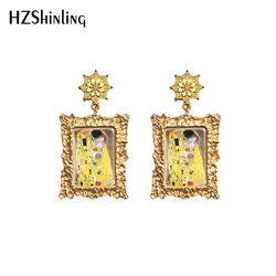 2020 New Gustav Klimt Golden Tears and Kiss Paintings Earring Drop Earrings Retro Mandala Charm Art Glass Dome Jewelry