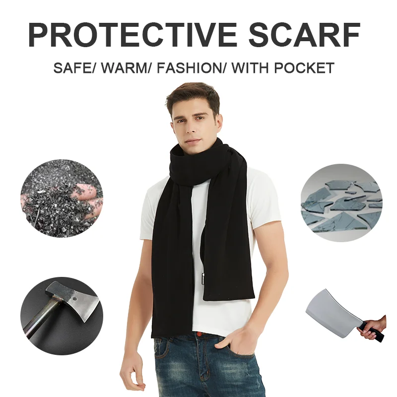 Winter new scarf anti-slash scarf level 5 cut resistant with pockets man women neck and face guard шапка шарф