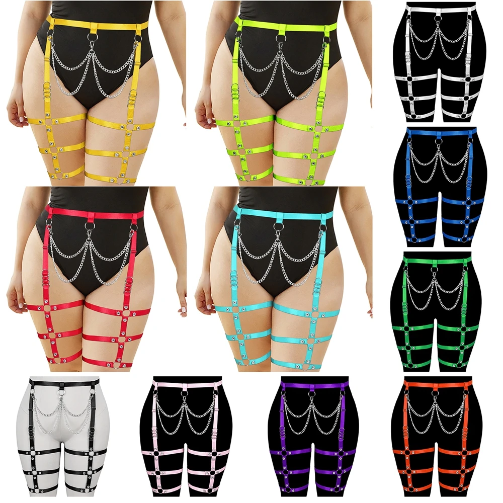 

Plus Size Body Bondage Goth Women's Harness Belt Garter Belt Elastic Harness Bra Stockings Sexy Lingerie Cosplay Dance Rave Wear