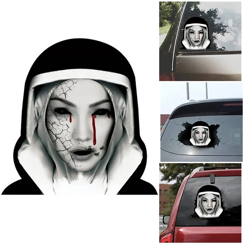 Halloween Car Sticker Removable Self-Adhesive Wall Sticker Horror Decoration for Car Window Fridge Luggage