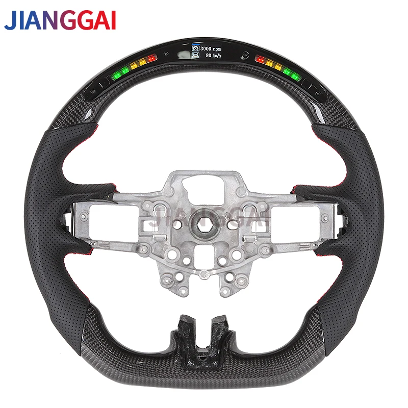 Carbon Fiber Steering Wheel For Ford Mustang 2015 2016 2017 2018 2019 2020 2021 2022 2023 LED Racing Steering Wheel Leather