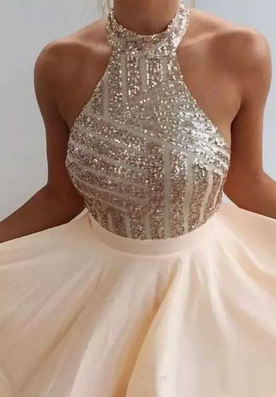 Robe de bal à paillettes courte, dos nu, au-dessus du genou, tenue de soirée formelle, offre spéciale