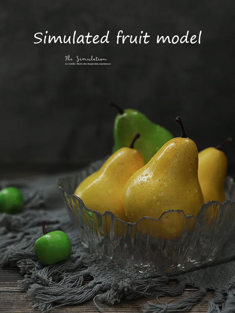 ประดิษฐ์ Fake Cherry Apple Pear จำลองเครื่องประดับหัตถกรรมอาหารสำหรับงานแต่งงานหน้าแรกตกแต่ง Props ถ่ายภาพ