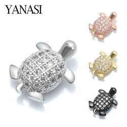 4 PCS 0.9*12mm Brass Cubic Zirconia Tortoise Spacer Beads Findings DIY Man Punk Jewelry Bracelet Necklace Making Accessories