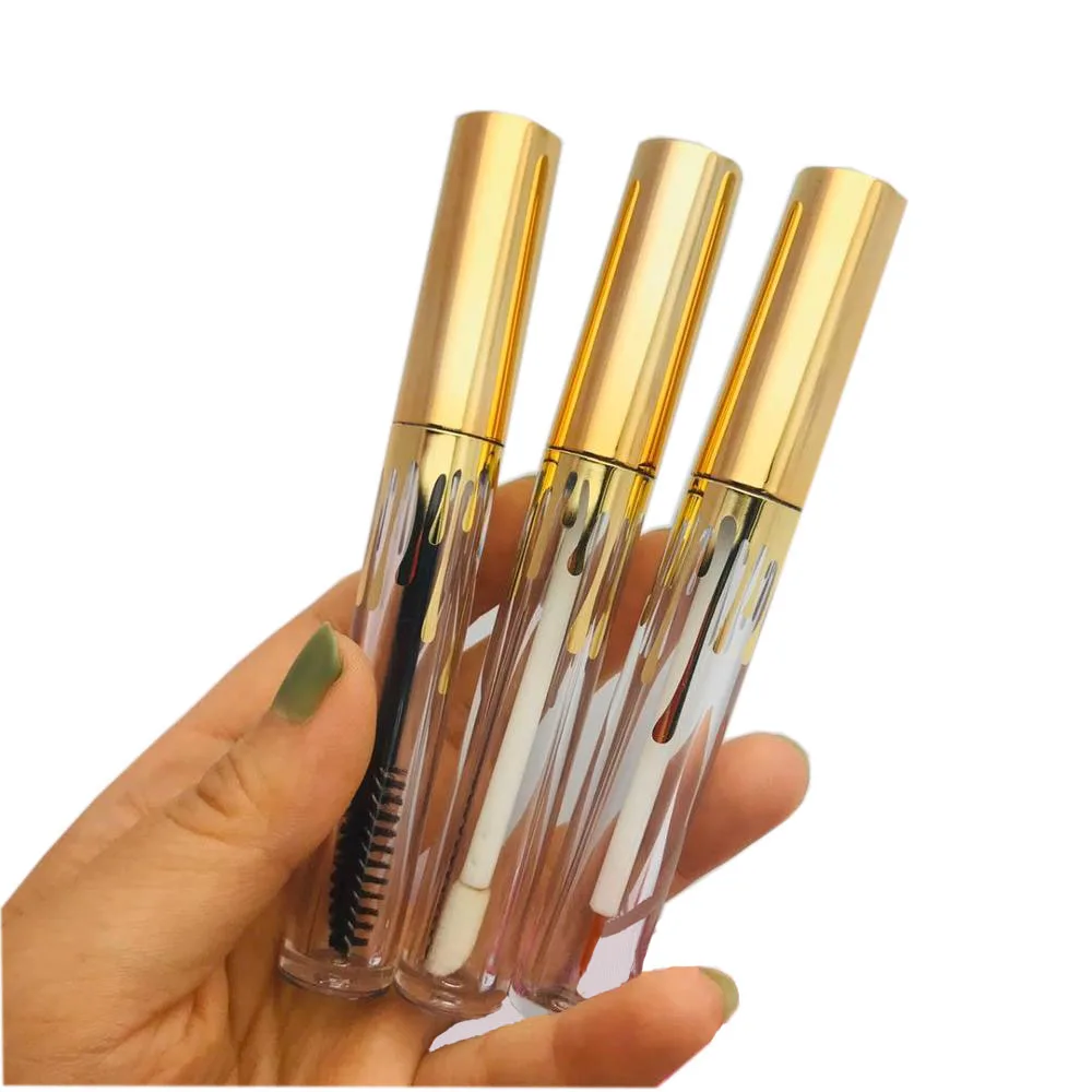 3.5ml Empty Lip Gloss Tube Gold Water Droplets Lip Eyelash Bottle Mascara Tubes Eyeliner cosmetic packing container