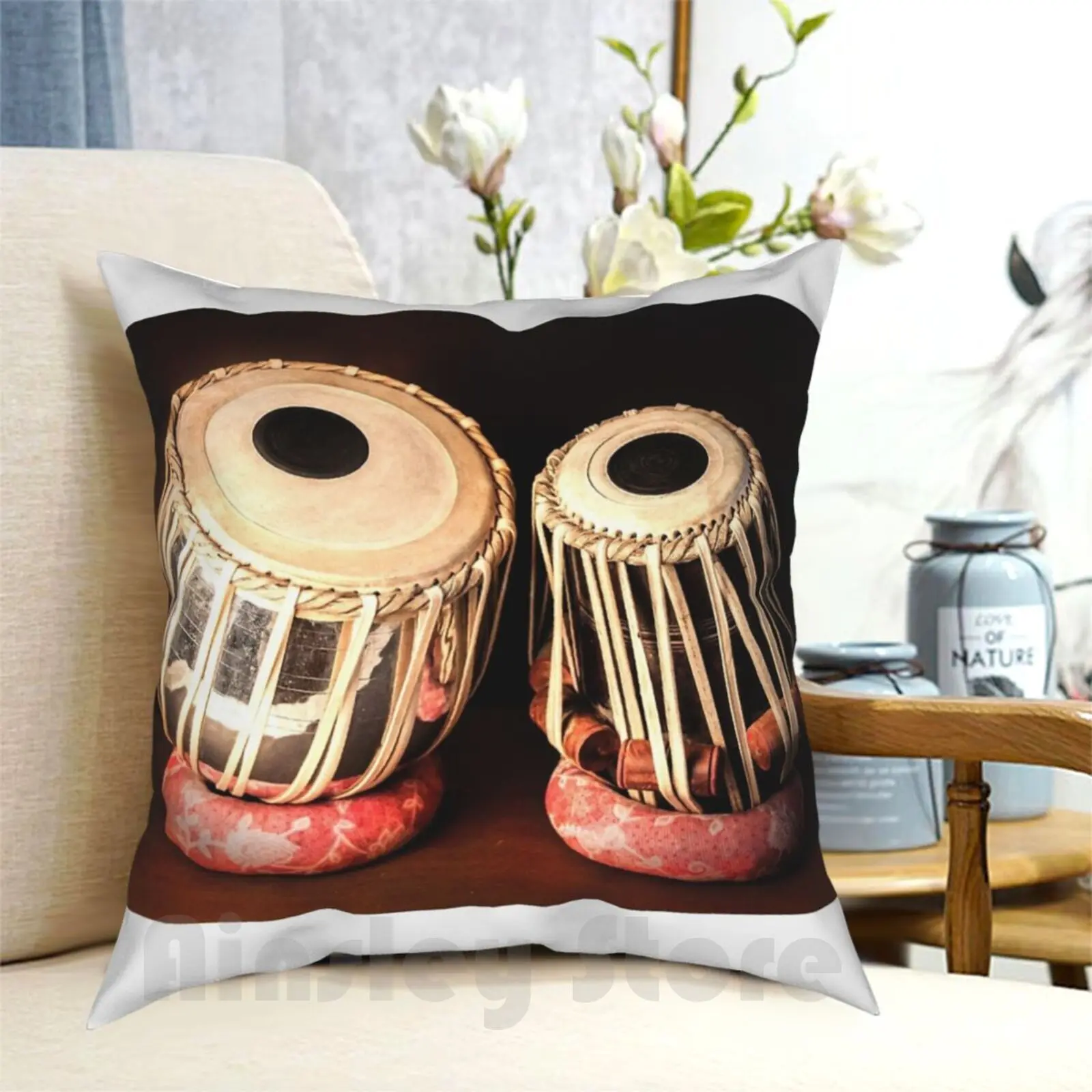 Tabla Pillow Case Printed Home Soft DIY Pillow cover Tabla Percussion Instrument India Sri Lanka Classical Music Persian