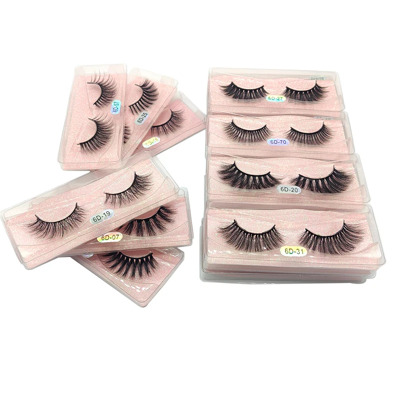 Wholesale Mink Eyelashes 6D Mink Lashes Bulk Mix Eyelash Styles Natural False Eyelashes Extension Soft Faux Mink Eyelashes