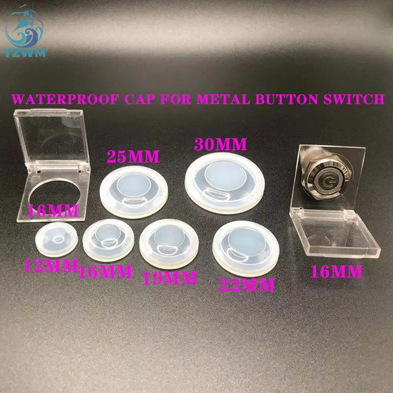 12mm 16mm 19mm 22mm 25mm 30 Metal Button Switch Round Waterproof and Dustproof Leather Waterproof Cap Transparent Silicone Cover