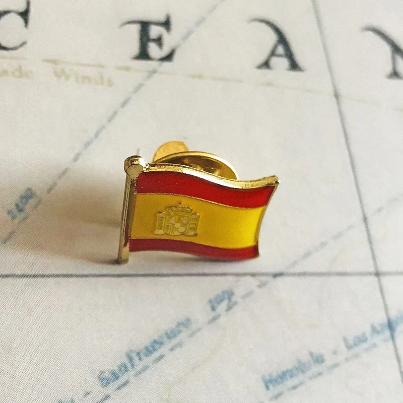 SPAIN National Flag Embroidery Patches Badge Shield And Square Shape Pin One Set On The Cloth Armband Backpack Decoration Gifts