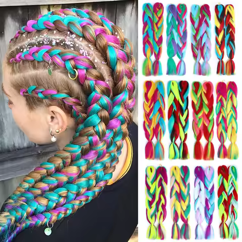 Purple Braiding Hair Pre Stretched Synthetic Kanekalon Crochet Hair Jumbo Braids Extensions Hair Accessories For Girls Braids