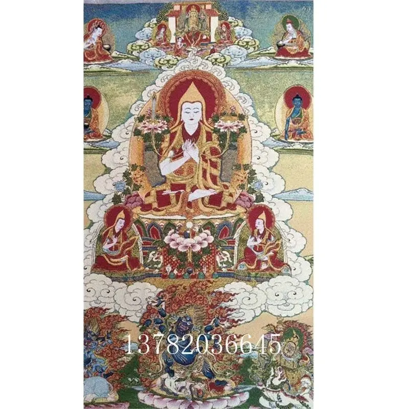 Nepal Tibet Tangka  Silk Hanging Paintings Admire Master Zongkaba