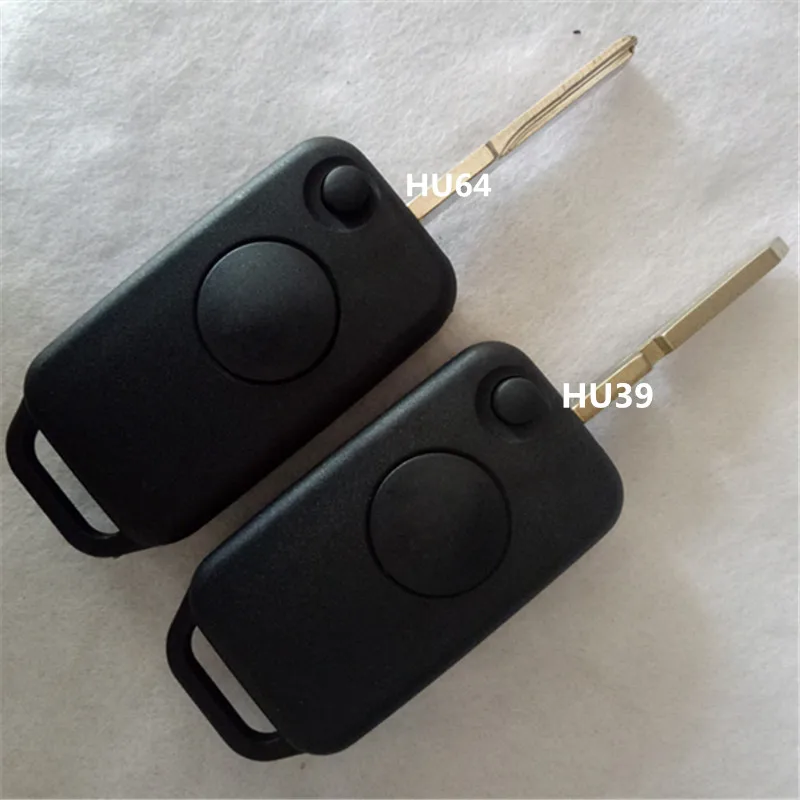 DAKATU  Uncut Flip Remote Key Shell 1 Button For For Mercedes-Benz E220 w124 w202 W126 HU39 /hu64 blade