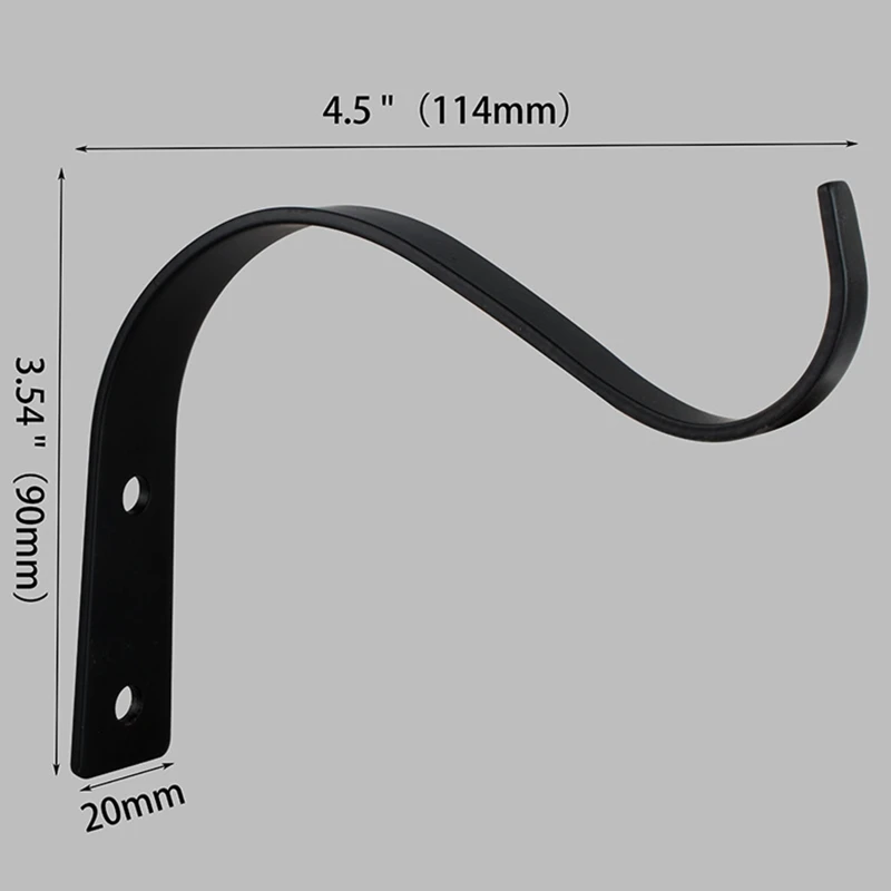 4.5Inch Bending S Shape Wall Hanging Flower Pot Support Bracket Hook Iron Hanger Plants Holder