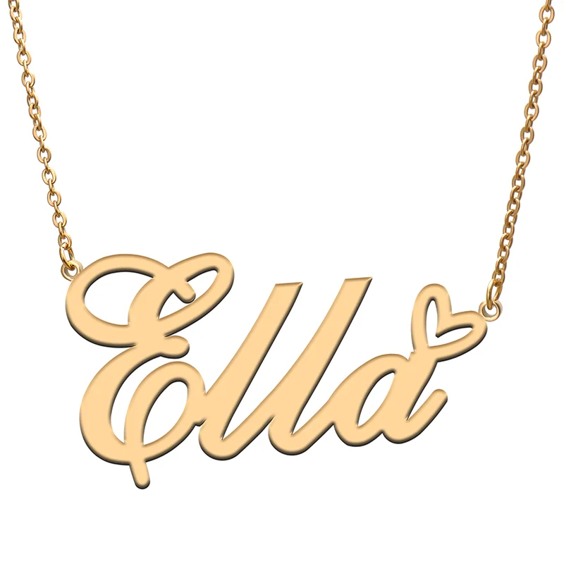 Ella Name Tag Necklace Personalized Pendant Jewelry Gifts for Mom Daughter Girl Friend Birthday Christmas Party Present