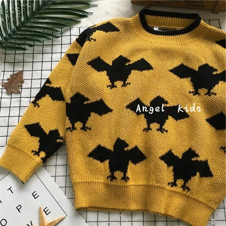 Tonytaobaby Autumn and Winter Clothes New Boys and Girls Ginger Bat Cotton Pullover Long Sleeve Sweater