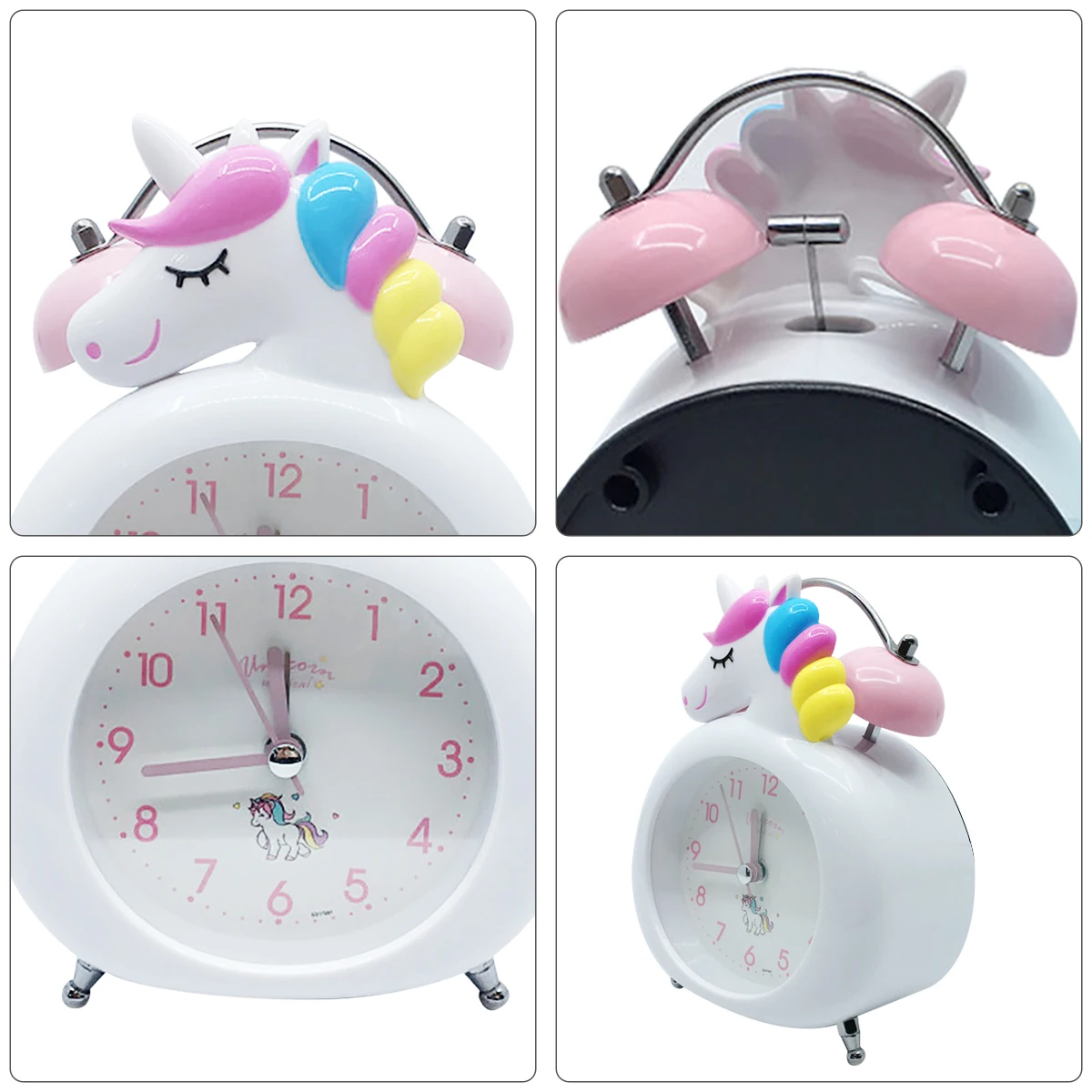 Orologio da scrivania simpatico cartone animato unicorno sveglia comodino orologio da scrivania decorazione della stanza dei bambini regalo di natale