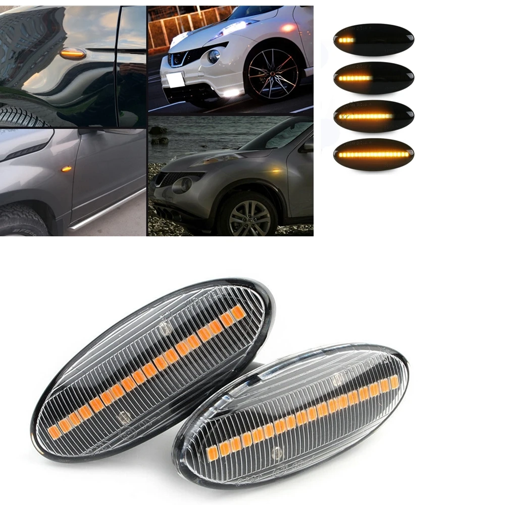 For Nissan Cube Qashqai J10 Juke X-trail T31 Leaf Micra K12 K13 Note E11  Dynamic Fender Lamp Side Marker Turn Signal LED Light