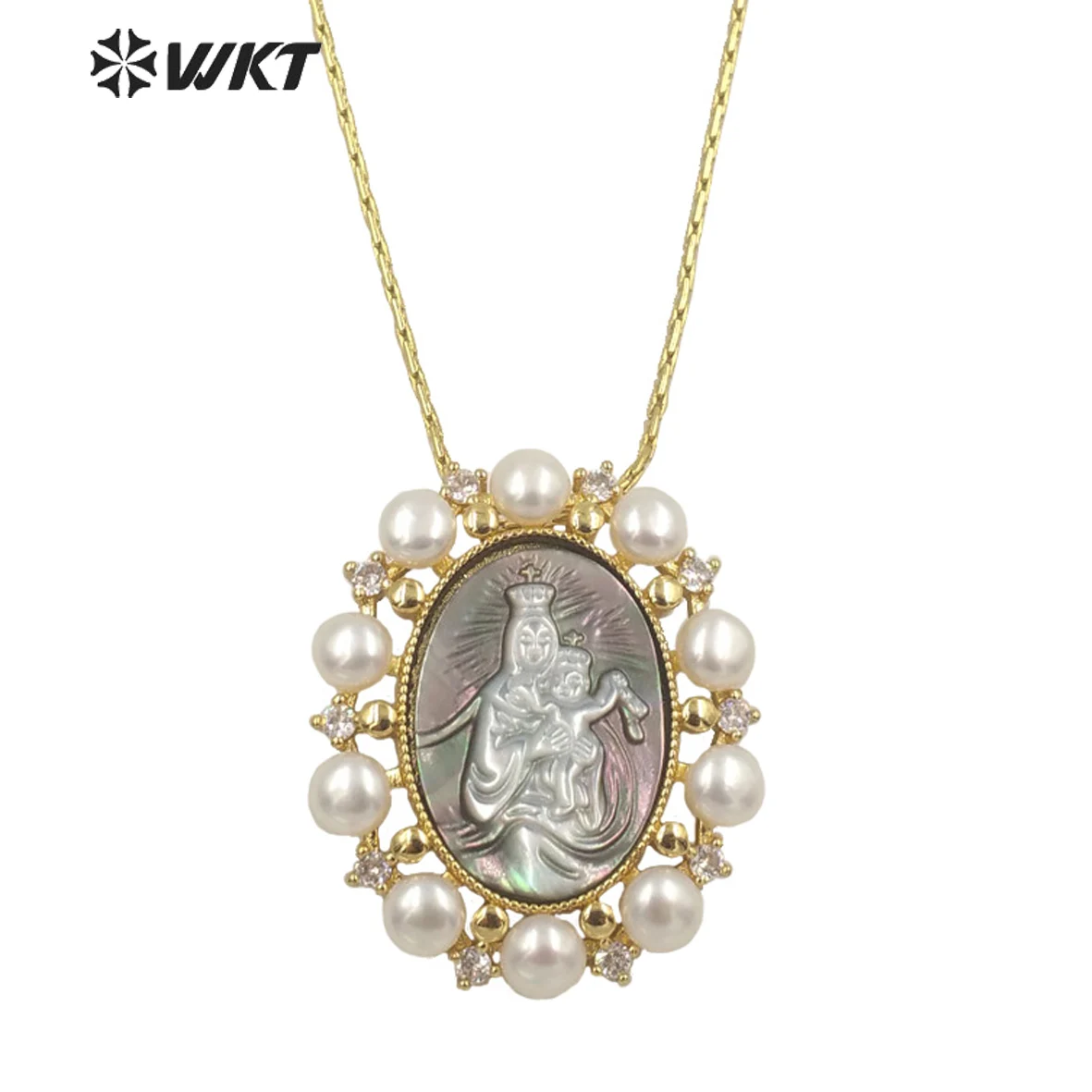 WT-JN166  WKT 2023 Fashion And Noble White Shell And Pearl Nice Party Jewelry Necklace For Big Party Women Retro ACC