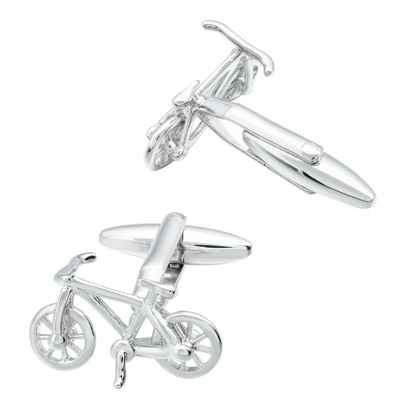 HAWSON Sports Cufflinks Imitation Rhodium Matte Bike/Bicycle Cuff Links for Mens Dress Shirt Groom Wedding Gift