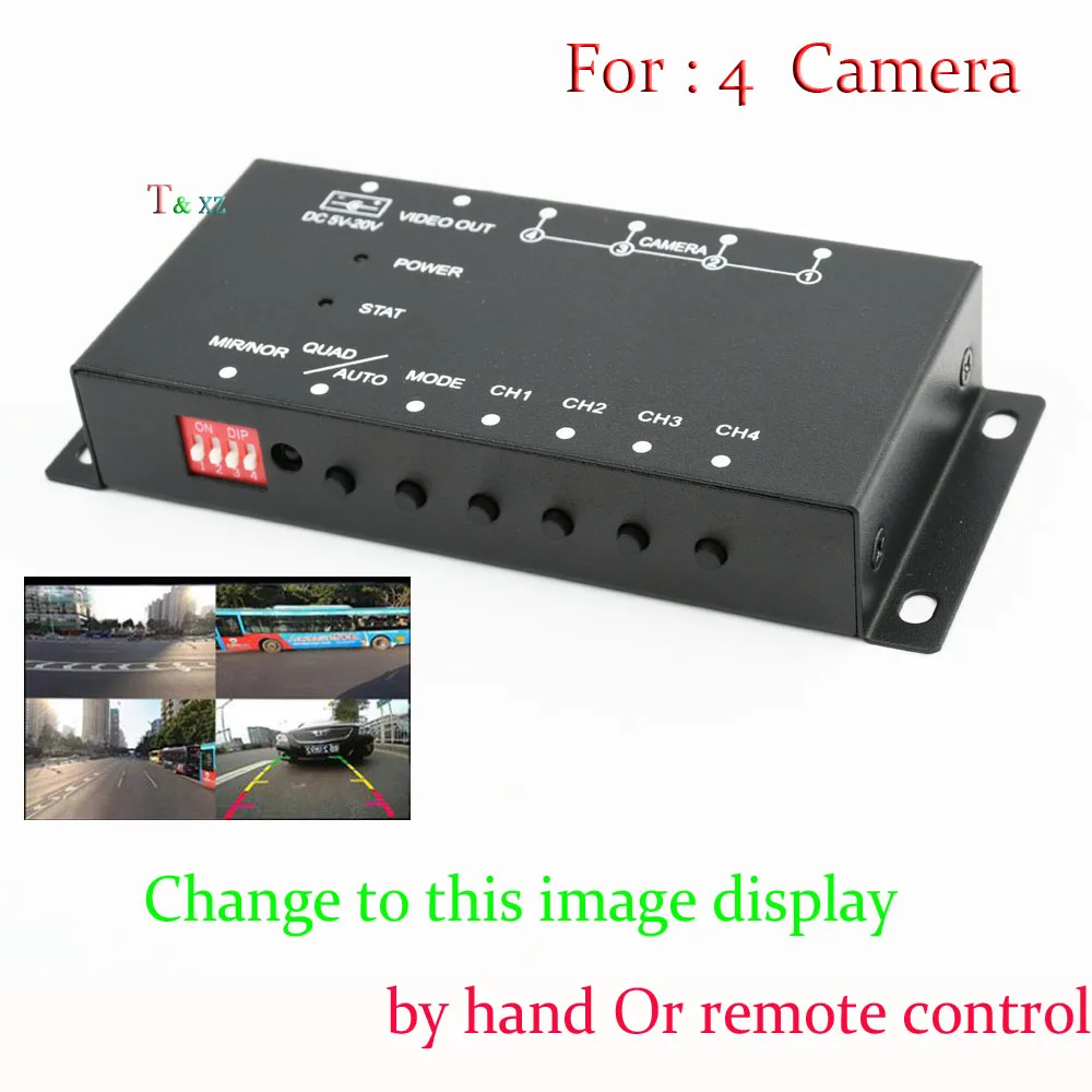 

4-Way Video Parking Camera 4 View Image Split-Screen Control Memory Box Kit For Rear / Front / side camera