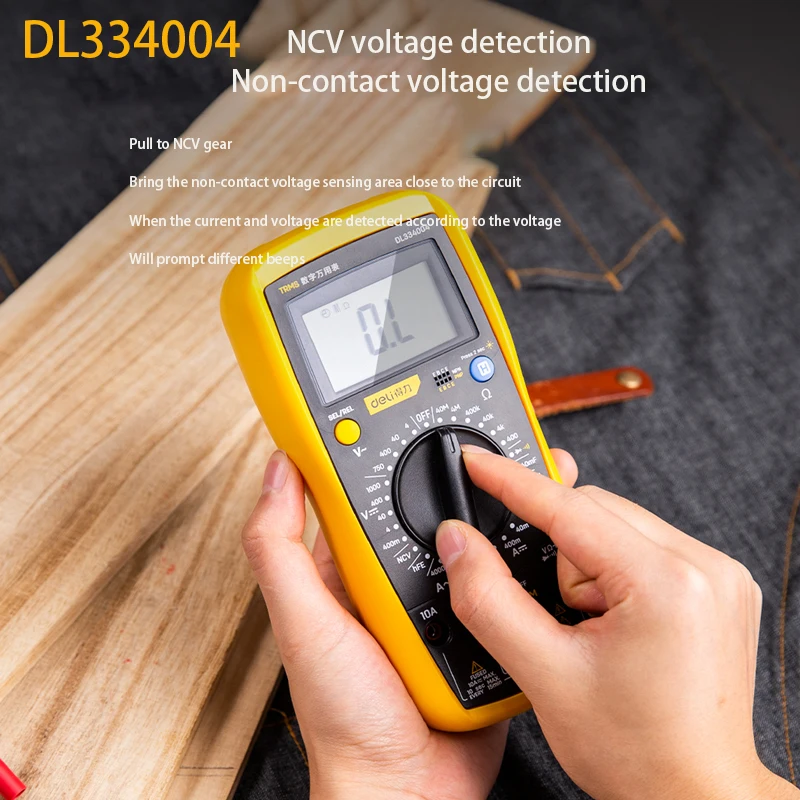 Deli DL334004 Handheld Multimeter Digitale Multimeter Handleiding Range Overbelasting Maximale Weergave 3999 Lntelligent Anti-Burn