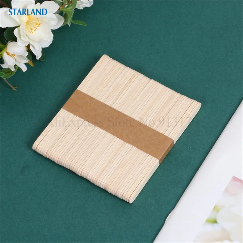 50Pcs/Lot Popsicle Stick Ice Cream Sticks Birch Wood Ice-lolly Wooden Stick Craft Stick Popsicle Accessories