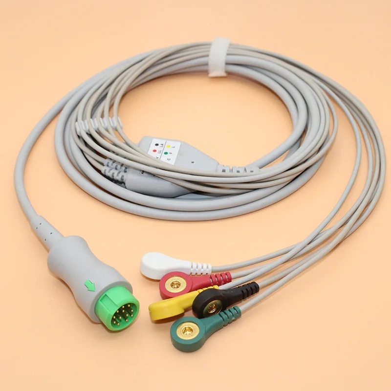 Compatible with 12PIN Mindray Patient ECG monitor 5 lead cable and electrode connector of Snap/Clip,AHA OR IEC