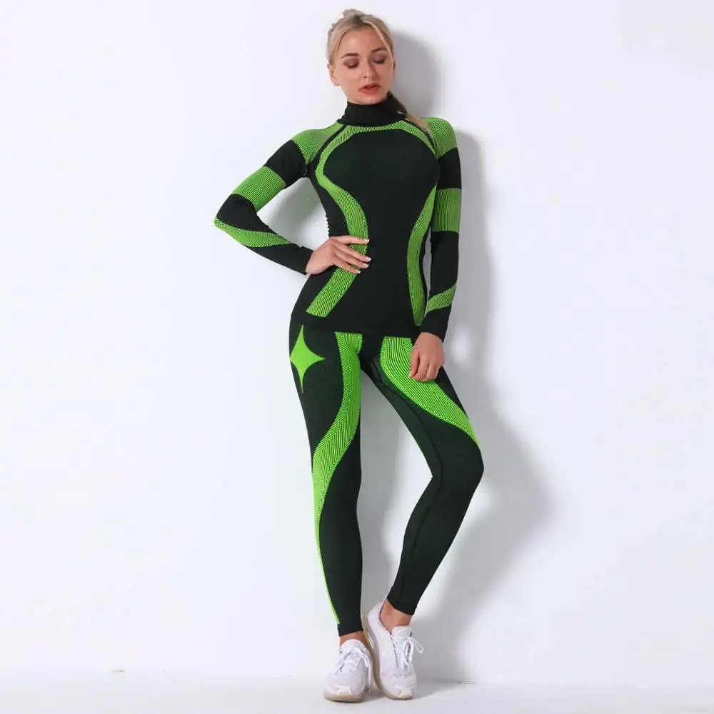 Women Thermal Underwear Suit Spring Autumn Winter Quick Dry Thermo Sporting Underwear Sets Female Fitness Gymming Long Johns 18A