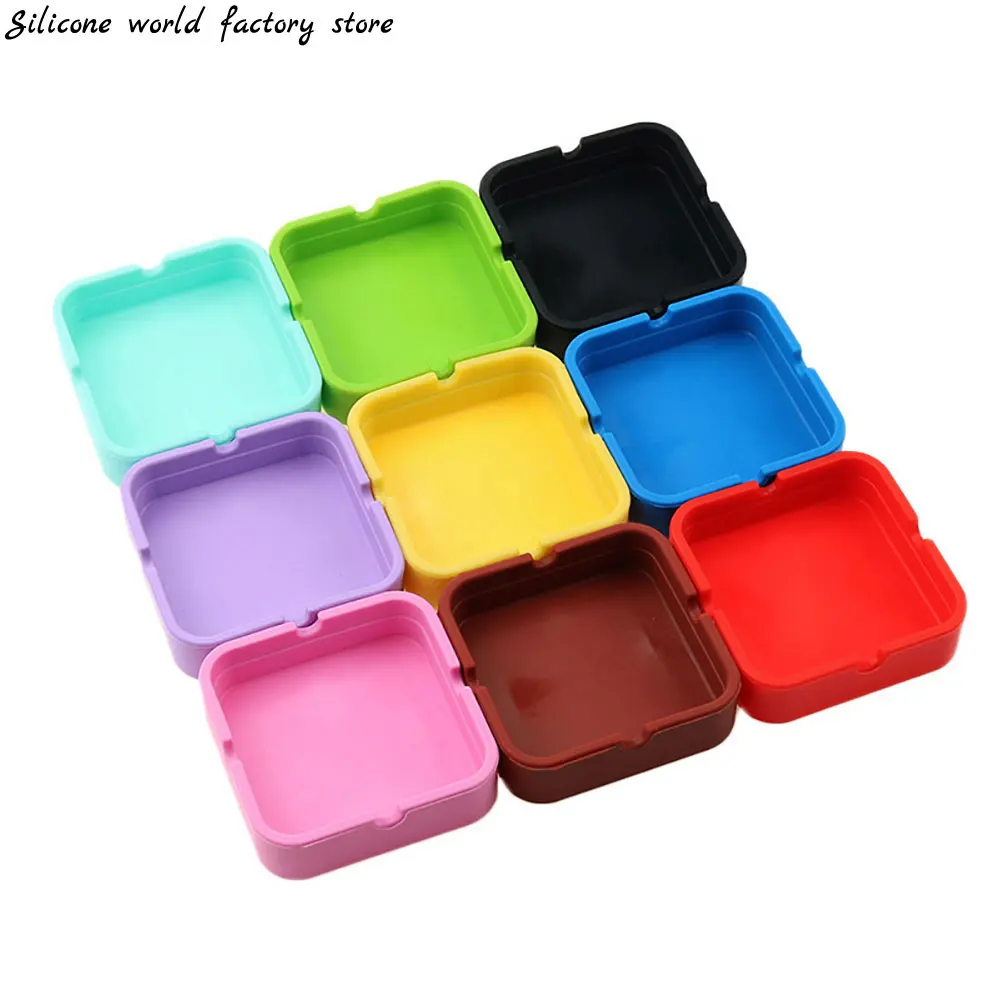 Silicone world Silicone Ashtray Silicone Rubber Portable High Temperature Resistant square Design Ashtray Eco-Friendly Soft