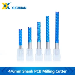 Carbide Corn End Mill 4/6mm Shank PCB Milling Cutter Nano Blue Coated PCB End Mill CNC Cutting Milling Tools