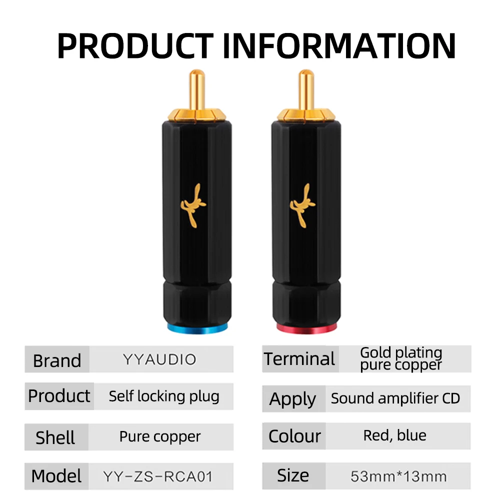 YYAUDIO wysokiej jakości pozłacana wtyczka RCA Lock Collect lutowane złącze A/V złącze HIFI dla DIY średnica kabla