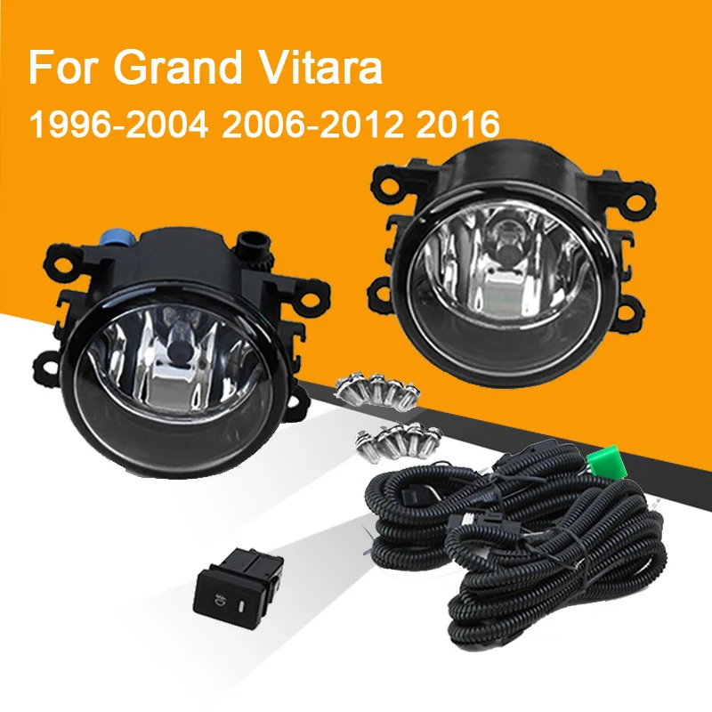 Car Fog Lamp Assembly for Suzuki Grand Vitara 1996-2004 / 2006-2012 / 2016 Front Bumper Fog Light with Switch Cover Switch