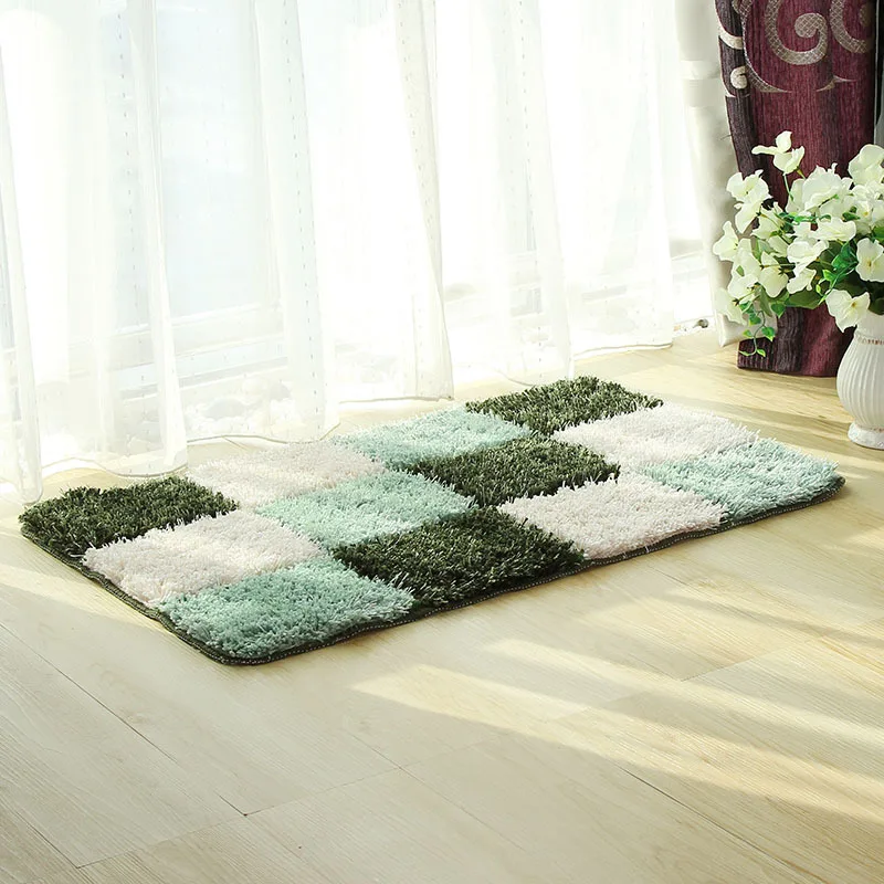 Geometric Pattern Bathroom Mat, Thick Fiber, Anti-slip Bath Carpet, Doormat, Fluffy Long HairsToilet Rugs, 3 Piece Set, Fashion