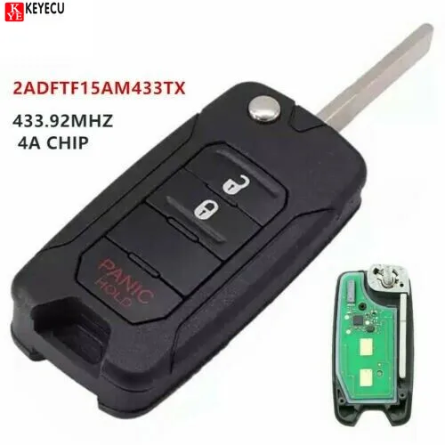 For 2016-2019 Fiat 500X for Jeep Renegade 2015 2016 2017 2018 Keyless Smart Remote Key Fob 2ADFTF15AM433TX 433MHZ MQB48 Megamos
