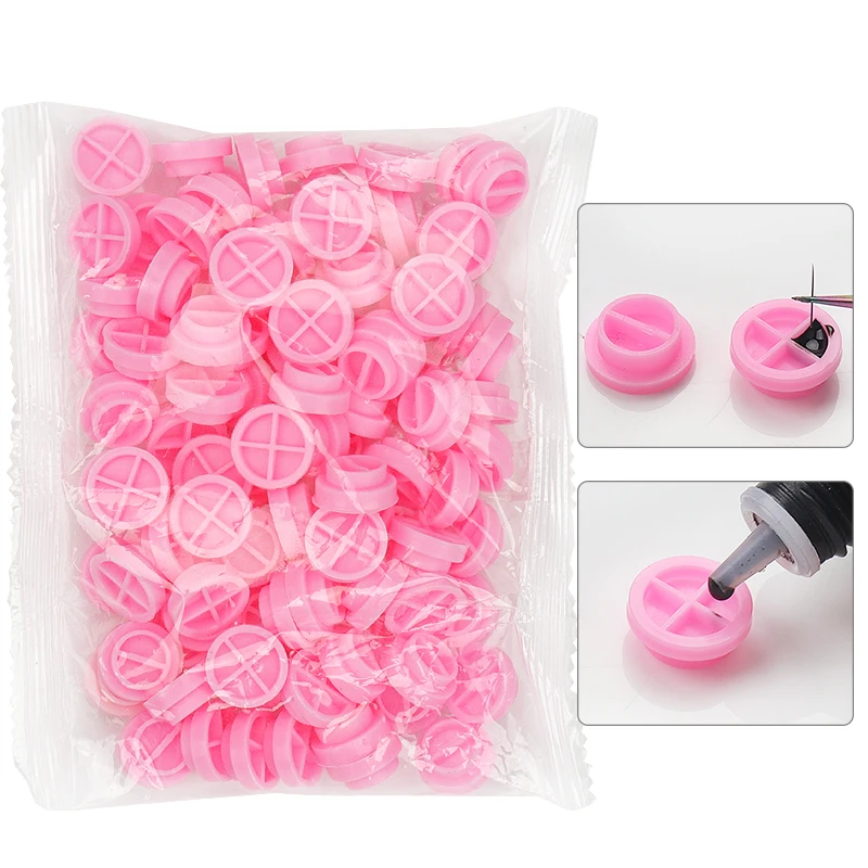 100pcs Disposable Eyelash Glue Holder Grafting Eyelashes cup ring Container Tattoo Pigment Eyelash Extension Adhesive Stand tool