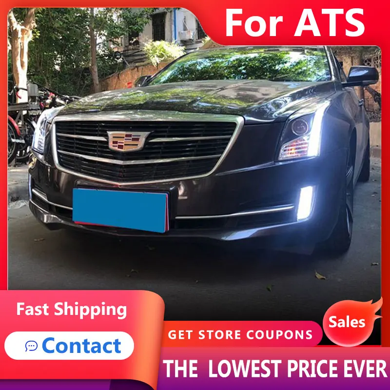 

HANA for Cadillac ATS Headlights 2014-2015 ATS LED Headlight DRL Bi Xenon Lens High Low Beam Parking Fog Lamp