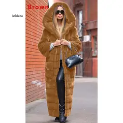 Winter Real Mink Fur Coat With Hat Ladies Eco-friendly Mink Fur Coats Long High Quality Fashion Warm Overcoat Custom style