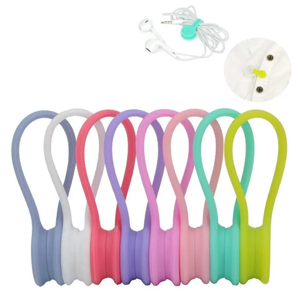 4/3/1pcs Cable Organizer Soft Silicone Magnetic Cable Winder Cord Earphone Storage Holder Clips Cable Winder For Earphone Cable