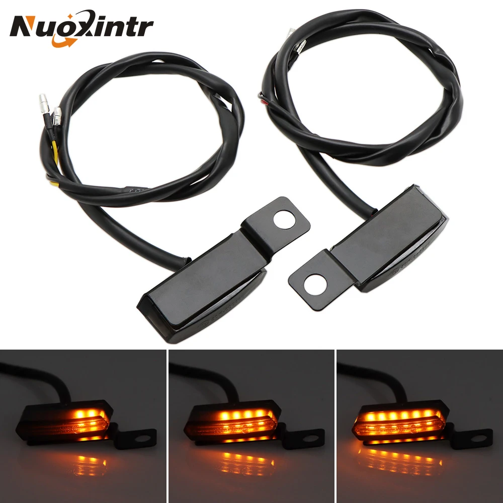 

Nuoxintr Universal 2PCS Flowing Water Mini LED Motorcycle Turn Signal Light Brake Clutch Lever Flashers For Honda Yamaha