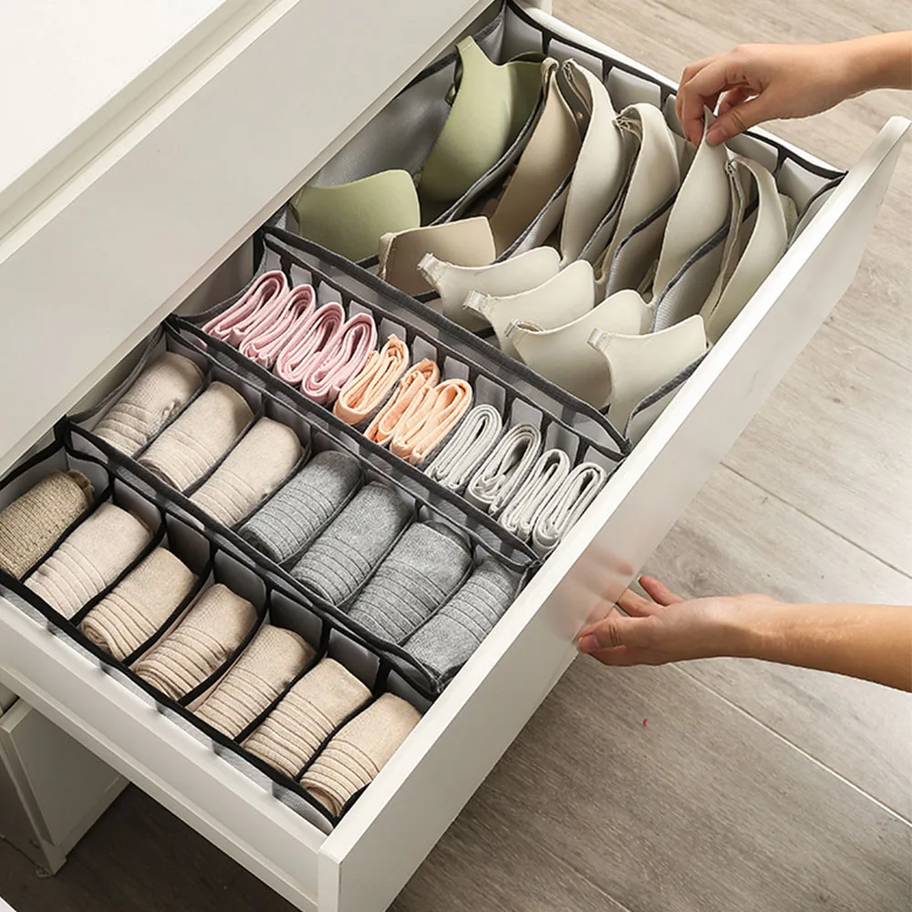 Organizzatore per dormitorio per calzini scatola di immagazzinaggio per biancheria intima separata per la casa 30 griglie organizzatore per reggiseno organizzatore per cassetti pieghevole